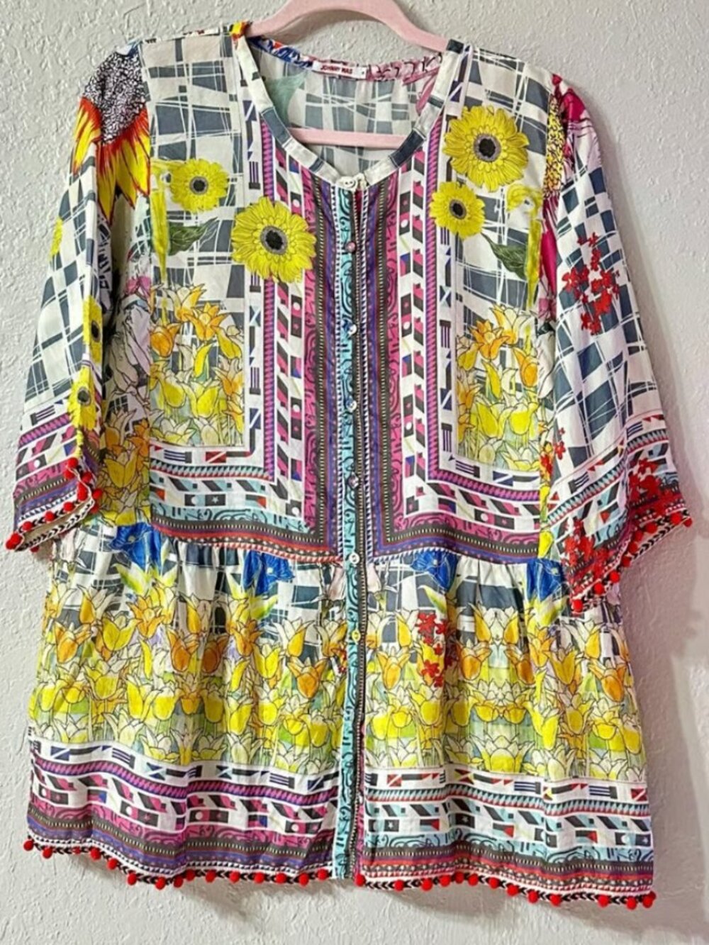 Johnny Was Theda Tunic w/ Pompom Trim